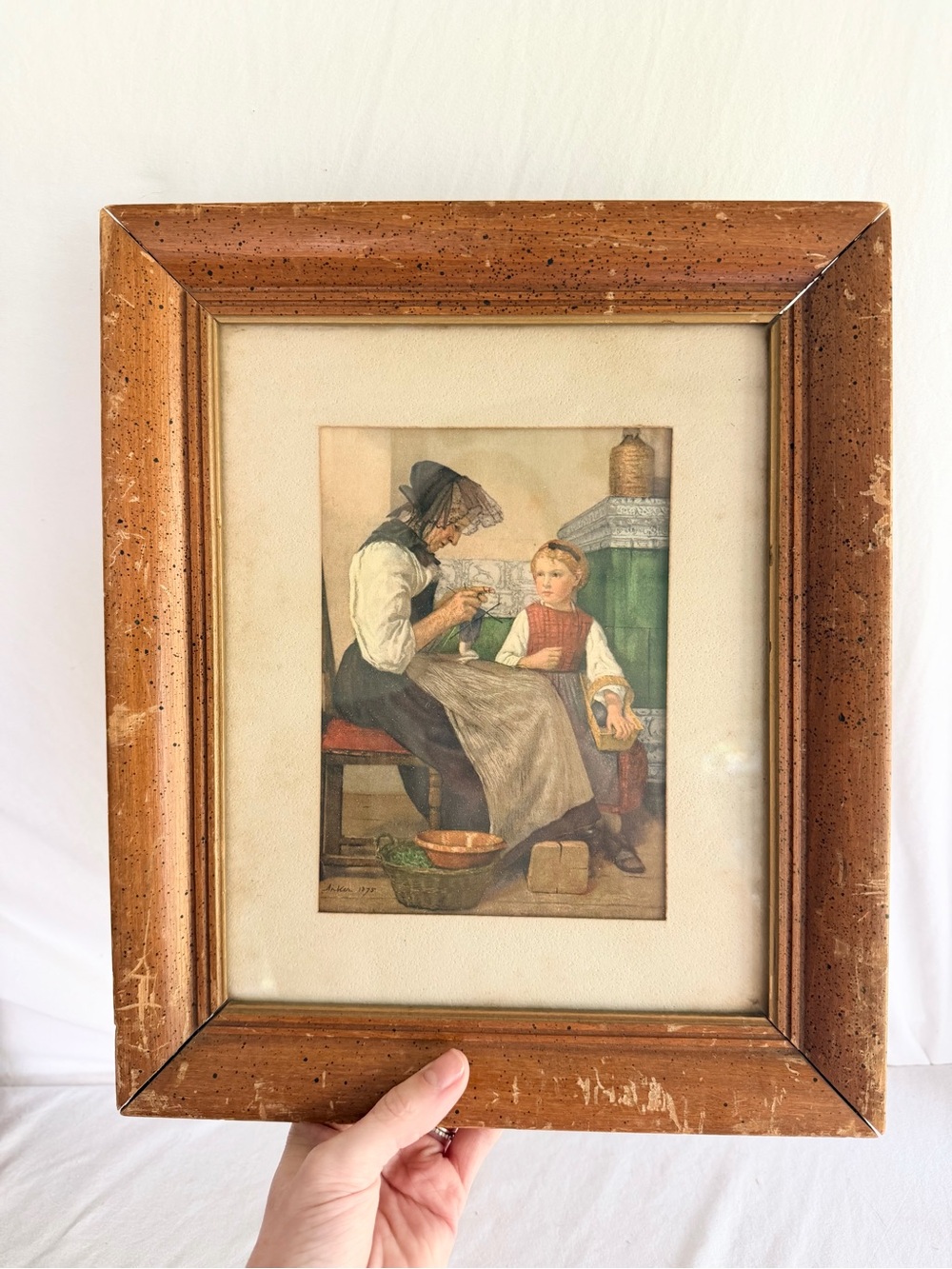 Vintage Framed Grandmother & Child Print